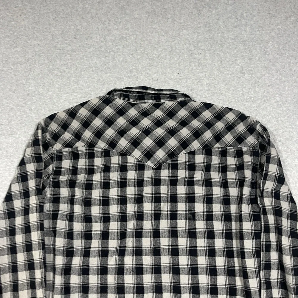 Levis Shirt Mens Small Gray Plaid Pearl Snap Flannel Western Cowboy Long Sleeve